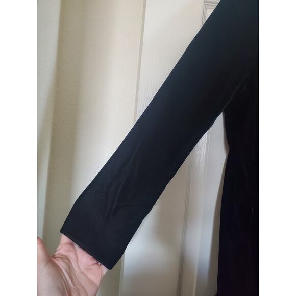 Vintage 80s Formal Black Velvet Drop Waist Tier Ruffled Skirt Midi Dress, Size 8 - Picture 5 of 13